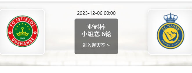 12月06日 亚冠小组赛 杜尚别独立vs利雅得胜利赛事前瞻分析