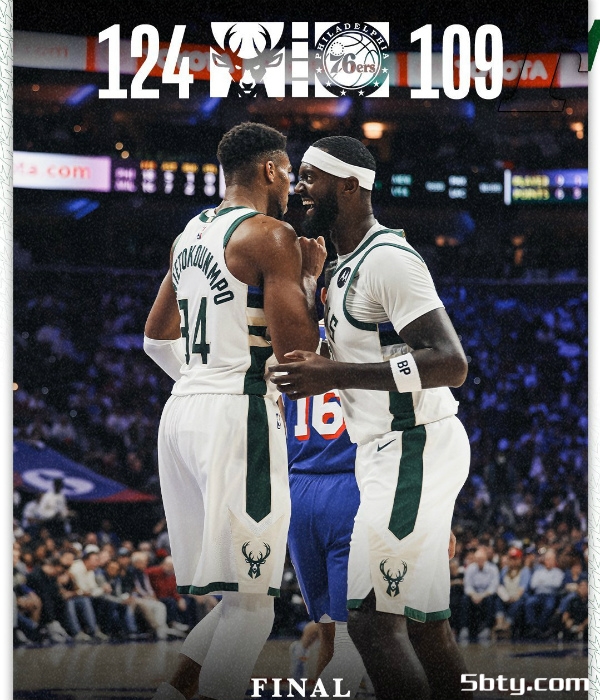 NBA常规赛：雄鹿124-109大胜76人，字母哥25+14+7，利拉德30+9+6