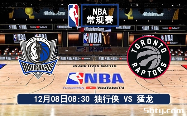 12月08日 NBA常规赛 独行侠vs猛龙赛事前瞻